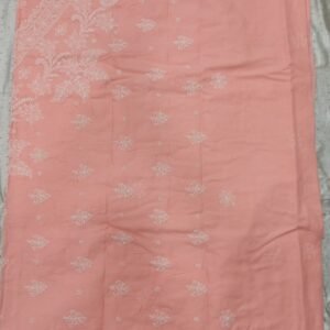 Orange lucknow chikankari cotton saree with blouse