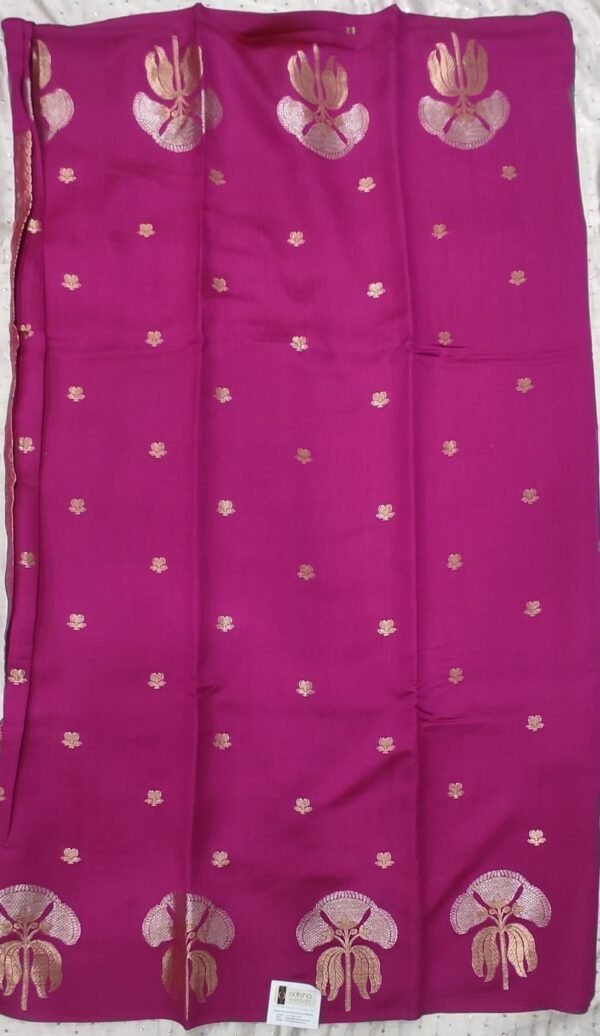 Pink buti pattern pure banarasi soft silk saree with blouse