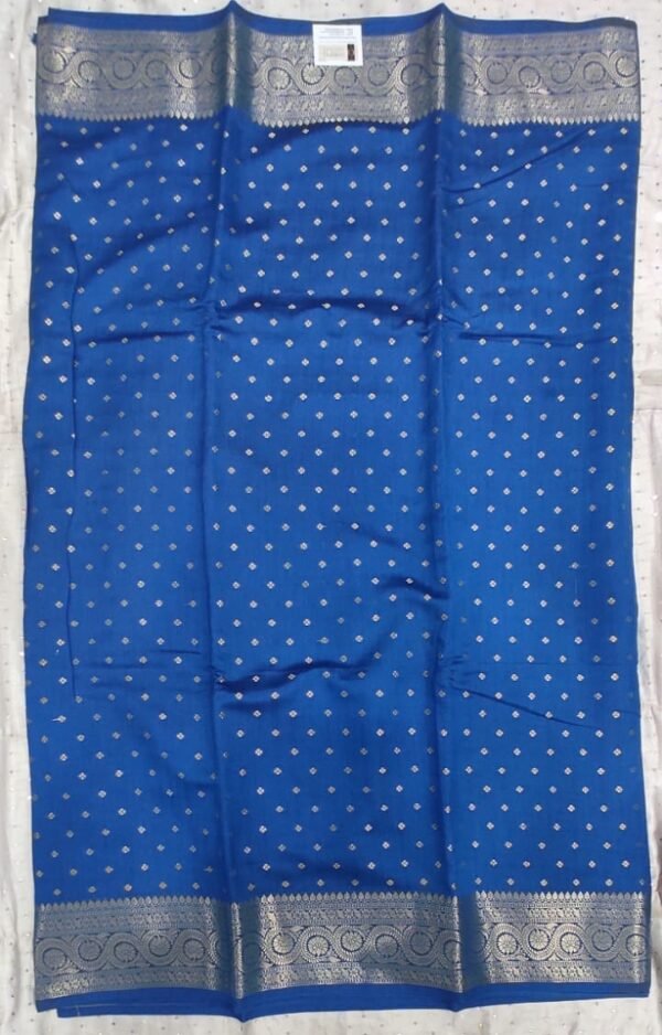 Blue buti pattern pure banarasi soft silk saree with blouse