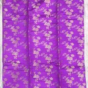 Purple rose pattern banarasi silk saree with blouse