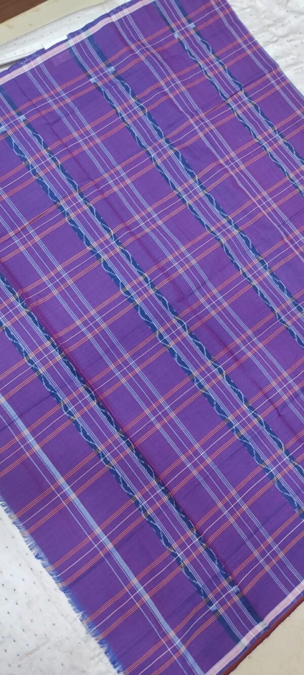 Blue checks sambalpuri cotton lungi - Image 3
