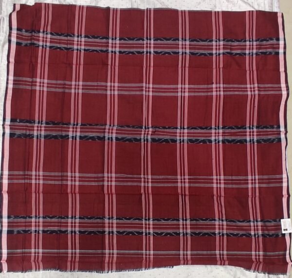 Brick red checks sambalpuri cotton lungi