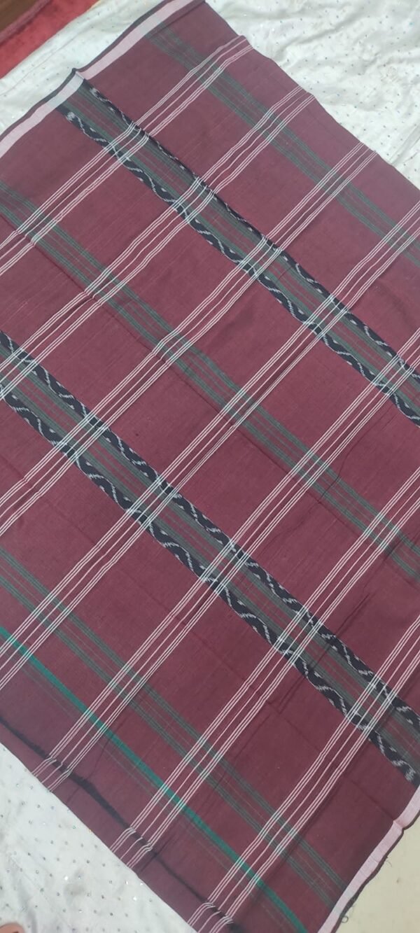 Maroon checks sambalpuri cotton lungi - Image 4