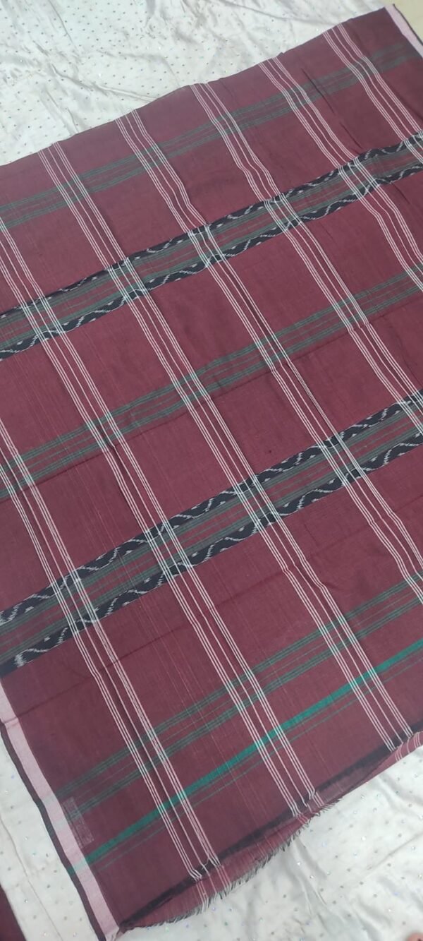 Maroon checks sambalpuri cotton lungi - Image 2
