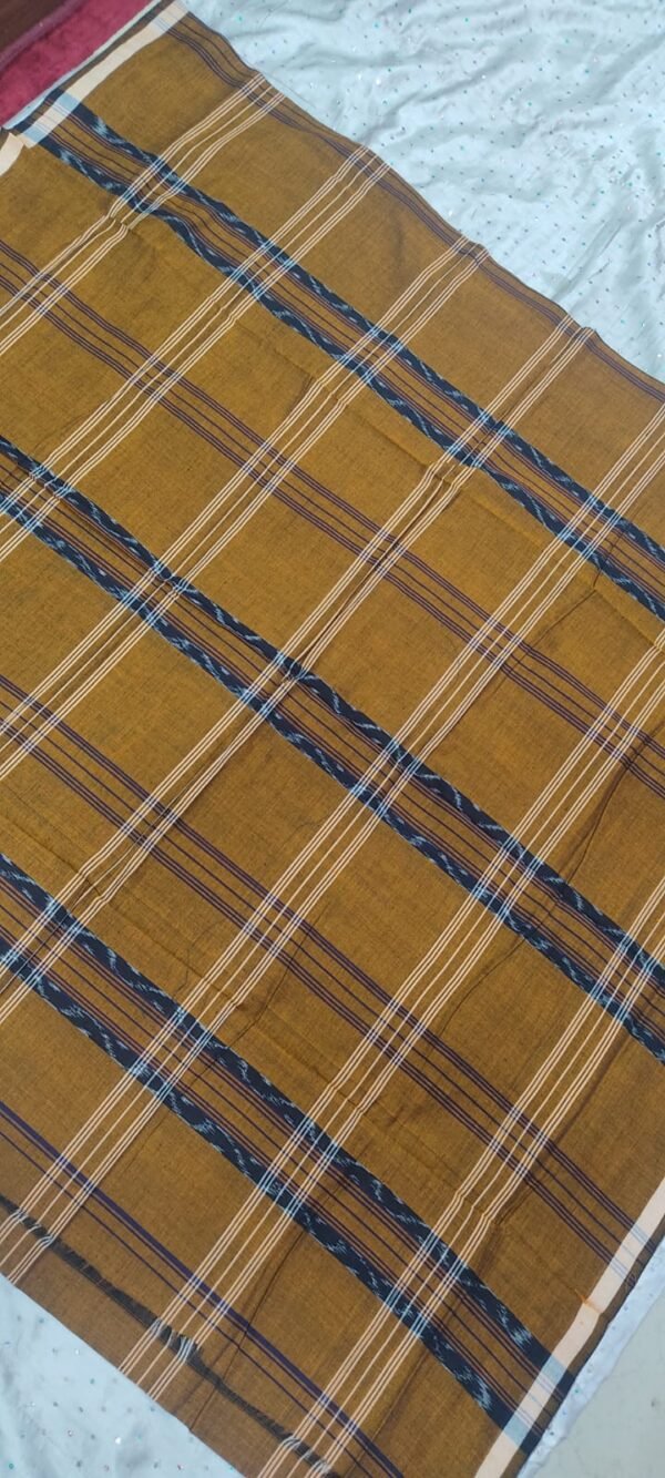 Yellow checks sambalpuri cotton lungi - Image 3