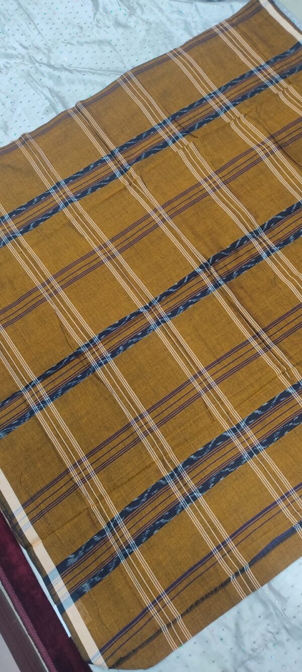 Yellow checks sambalpuri cotton lungi - Image 2