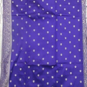 Blue resam work banarasi silk saree with blouse