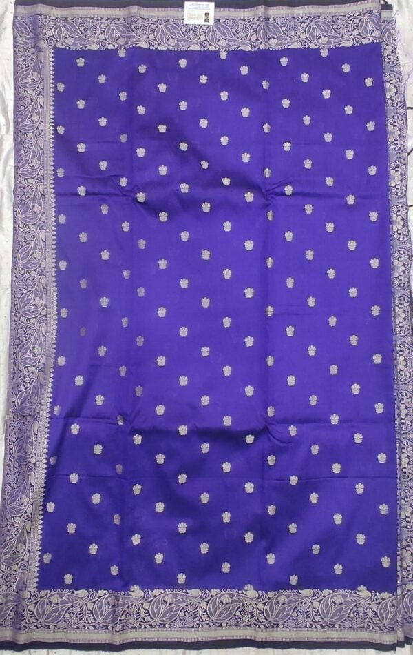 Blue resam work banarasi silk saree with blouse
