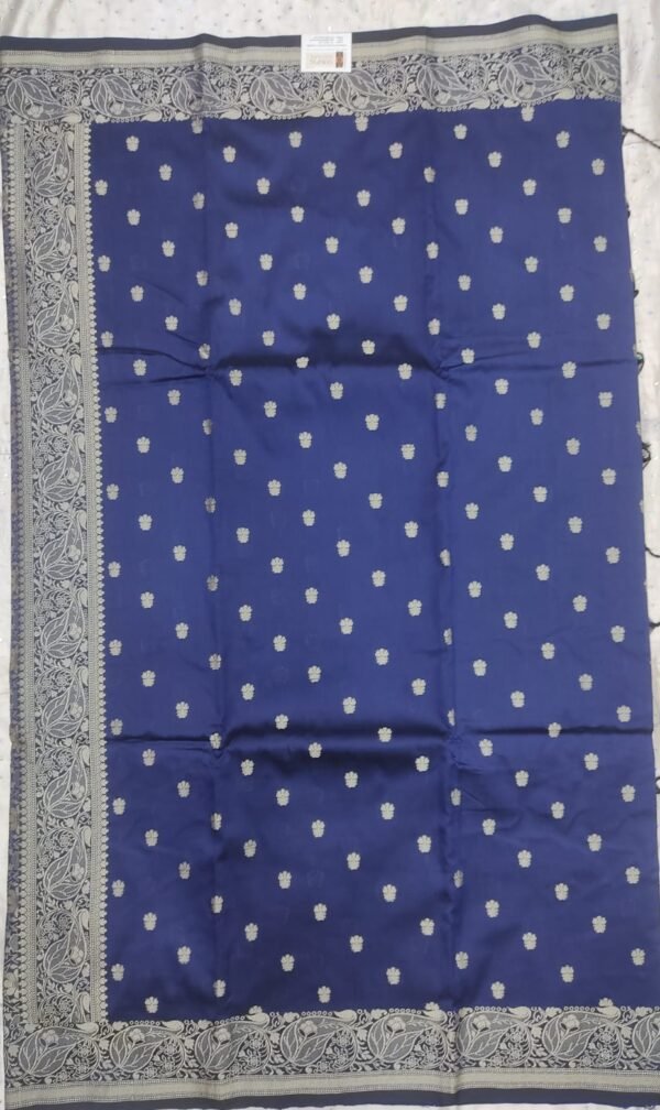 Blue resam work banarasi silk saree with blouse