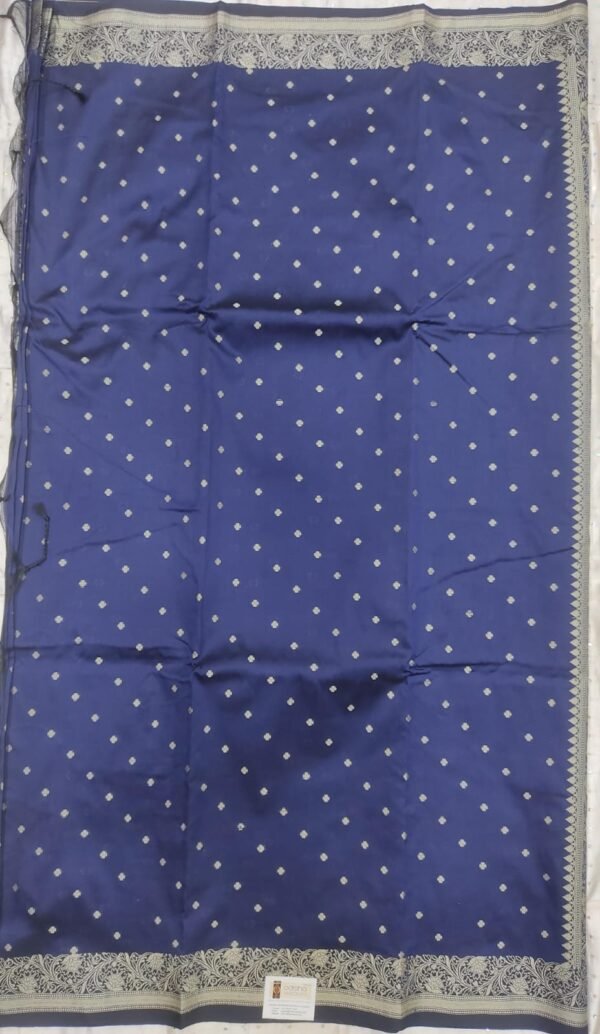 Blue resam work banarasi silk saree with blouse