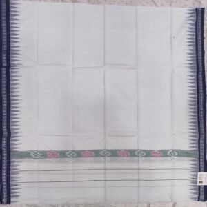 White cotton towel with blue rudraksh border