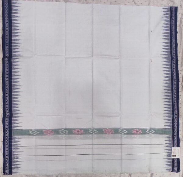 White cotton towel with blue rudraksh border