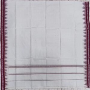 White cotton towel maroon rudraksh border