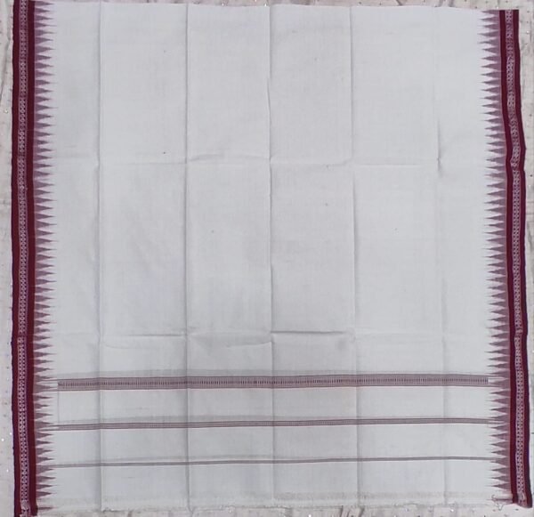 White cotton towel maroon rudraksh border