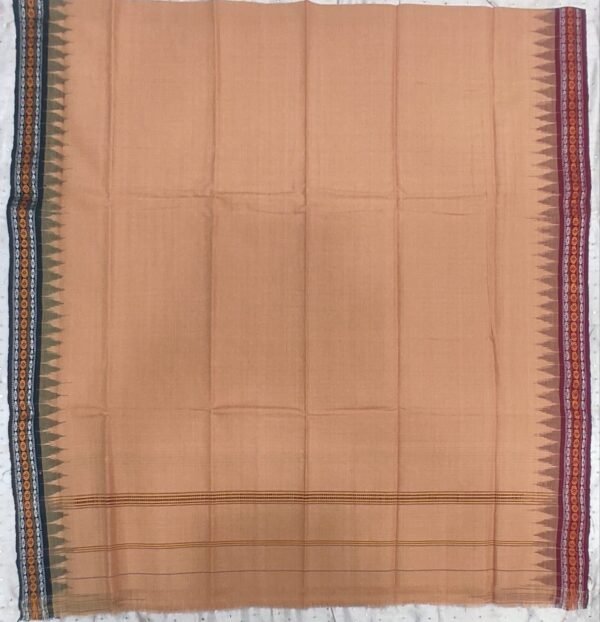 Brown cotton towel with ganga yamuna border