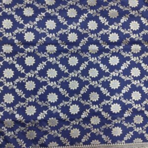 Blue flower pattern banarasi silk saree with zari work
