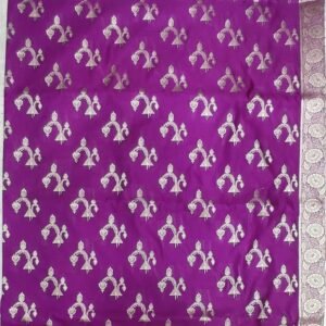 Purple flower pattern banarasi silk saree with zari work