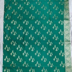 Green flower pattern banarasi silk saree with zari work