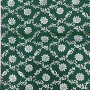 Green flower pattern banarasi silk saree with zari work