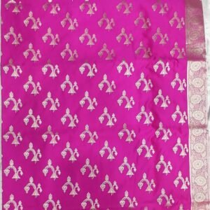 Pink flower pattern banarasi silk saree with zari work