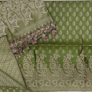 Green banarasi dress material with dupatta