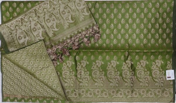 Green banarasi dress material with dupatta