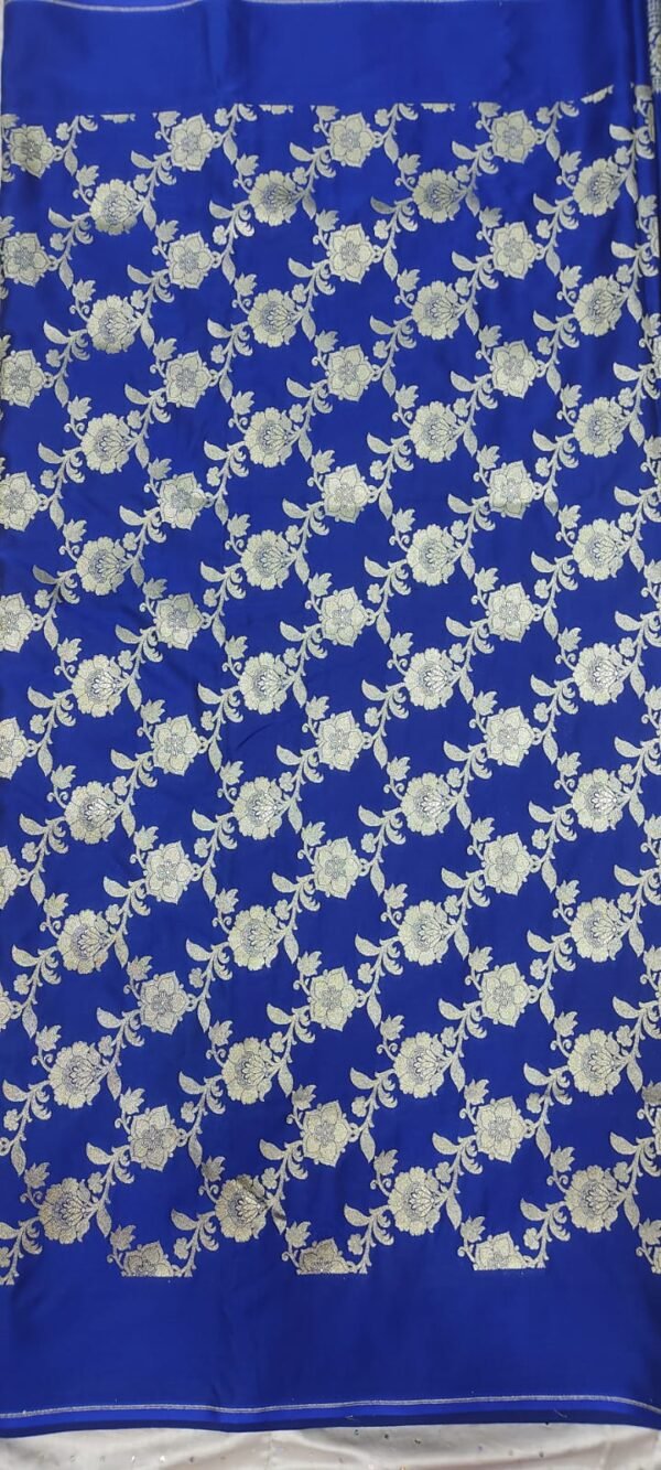 Blue pure soft silk banarasi dress material