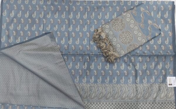 Gray flower pattern banarasi dress material
