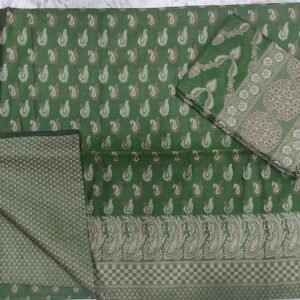 Green flower pattern banarasi dress material