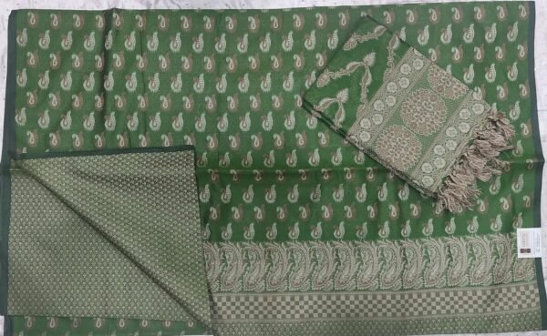 Green flower pattern banarasi dress material