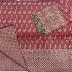 Maroon flower pattern banarasi dress material
