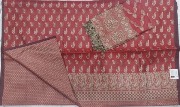 Maroon flower pattern banarasi dress material