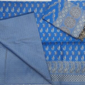 Sky blue flower pattern banarasi dress material