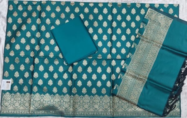 Sky banarasi silk dress material with dupatta