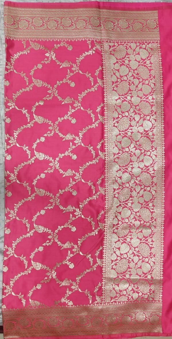 Pink pure soft silk banarasi dress material - Image 4