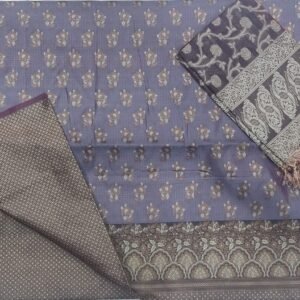 Light purple flower pattern banarasi dress material