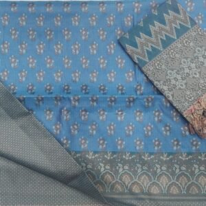 Light sky flower pattern banarasi dress material