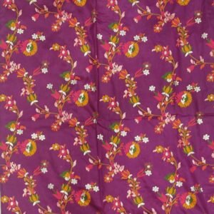 Purple flower pattern banarasi silk saree with blouse