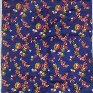 Blue flower pattern banarasi silk saree with blouse