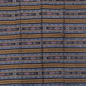 Black sambalpuri cotton fabric with ikat vertical pattern