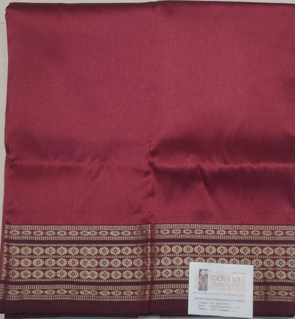 Maroon silk blouse piece with golden rudraksha heavy border
