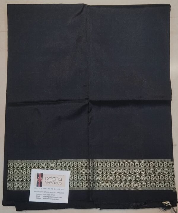 Black silk blouse piece with golden rudraksha heavy border