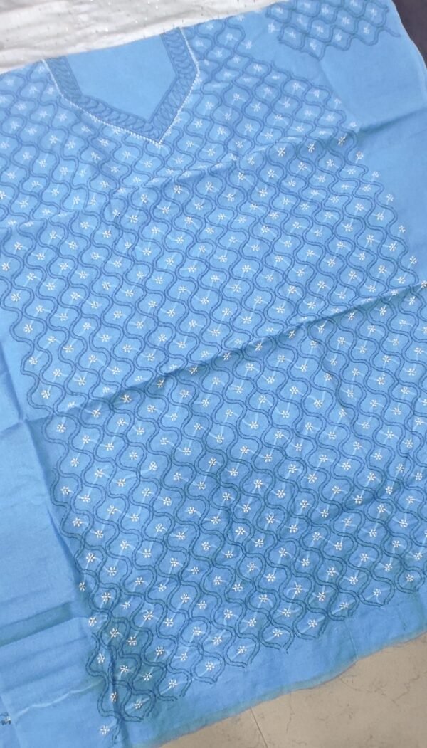 Sky lucknow chikankari cotton dress material with dupatta - Image 2