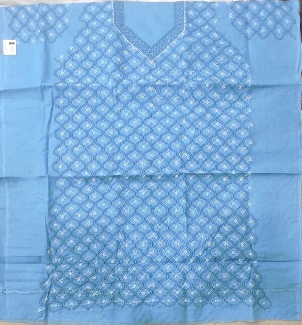 Sky lucknow chikankari cotton dress material with dupatta