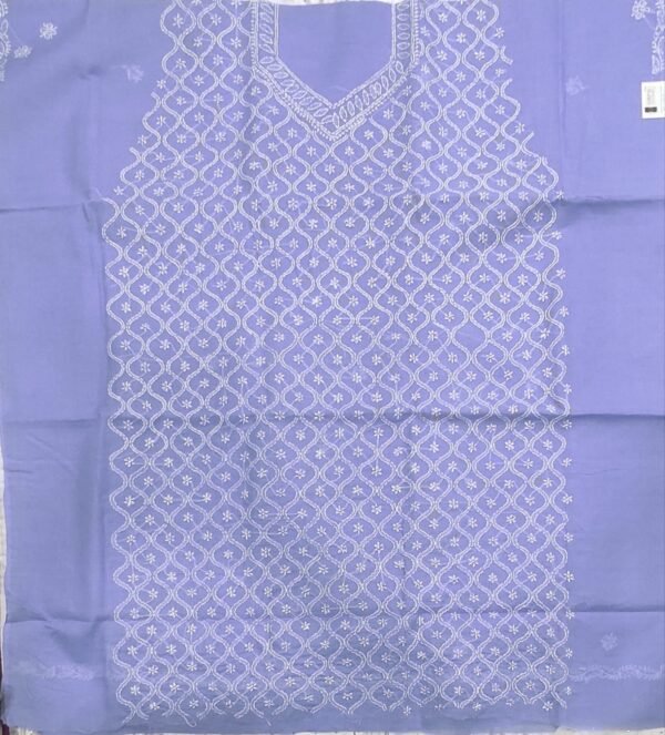 Purple lucknow chikankari cotton dress material with dupatta