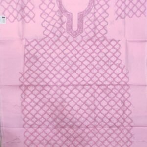 Pink lucknow chikankari cotton dress material with dupatta