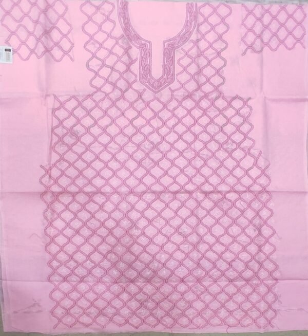 Pink lucknow chikankari cotton dress material with dupatta