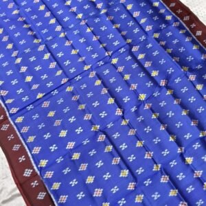 Blue and maroon mini saptapar khandua silk saree
