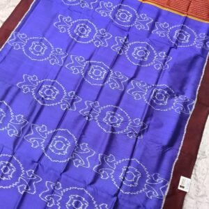 Blue and maroon khandua silk saree with blouse