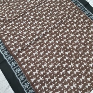 Brown and black tribal art pattern sambalpuri cotton saree with blouse